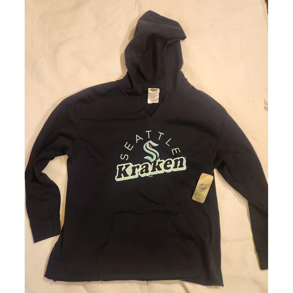 Seattle Kraken Champion Hoodie Size M NHL Pullover Sweatshirt Black Logo Unisex